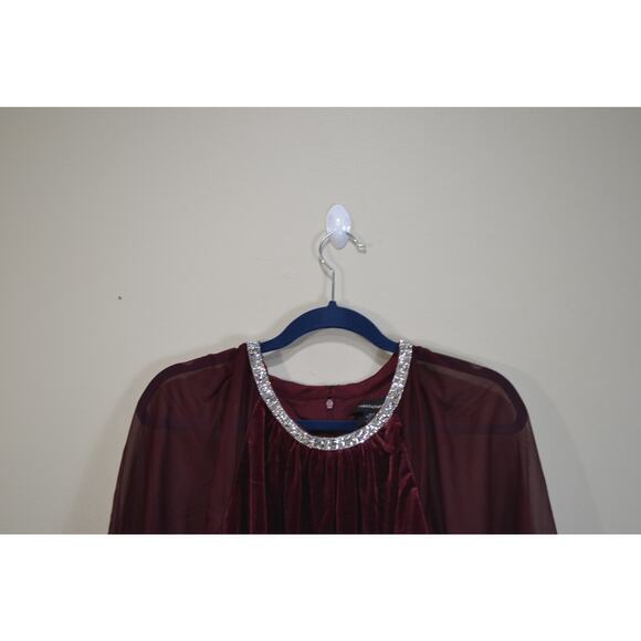 R&M richards rhinestone trim collar sheer sleeves capelet sheer cape NWT top - Picture 3 of 10